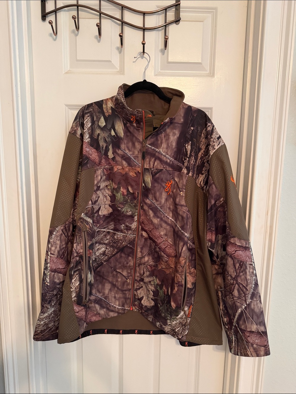 Browning Realtree Camo Softshell Jacket - Olive/Brown with Orange Logo